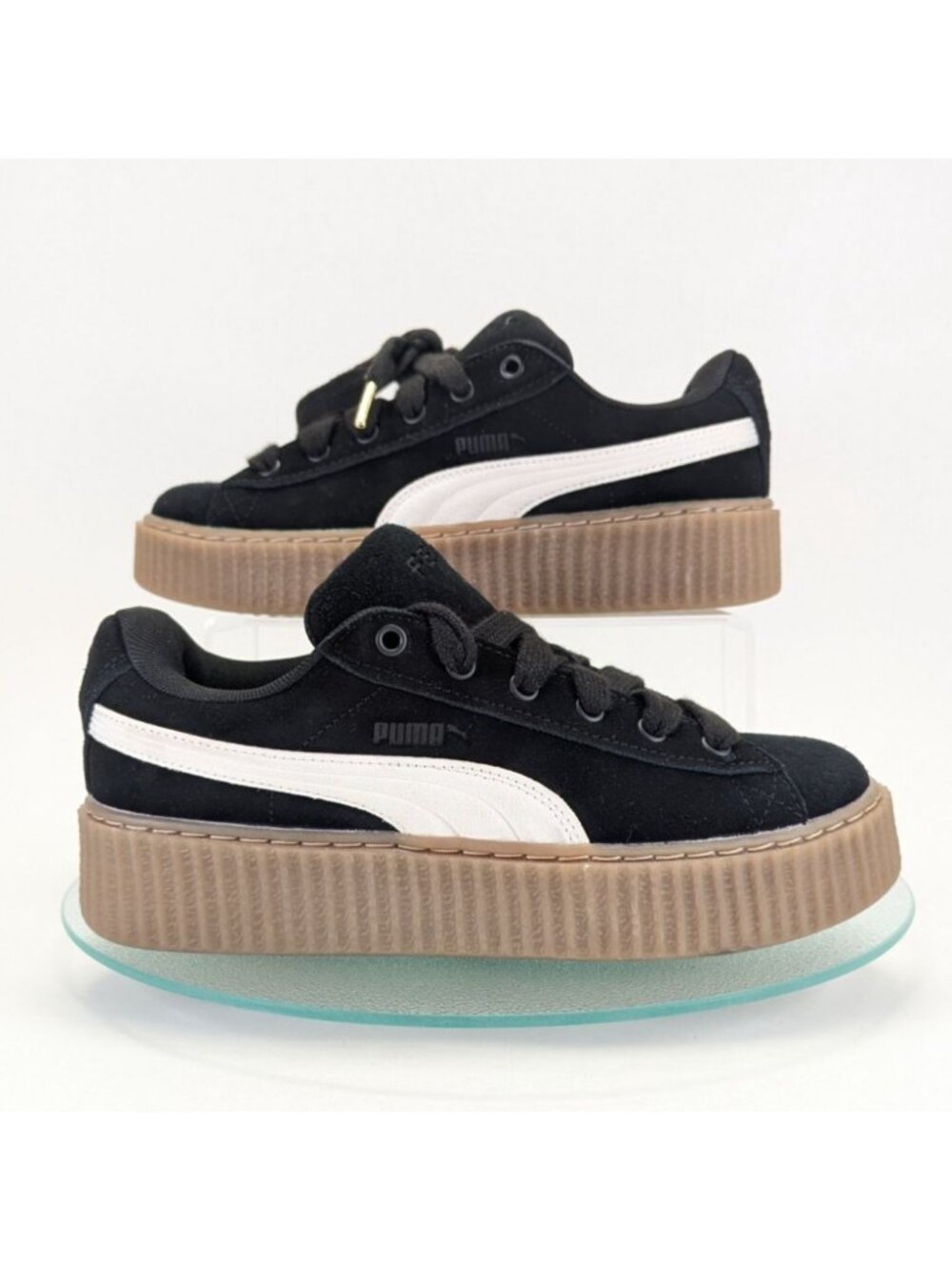 Puma x Rihanna Fenty Creeper Platform Shoes Womens 8.5 Black White Gum 399332-01 - Picture 2 of 12